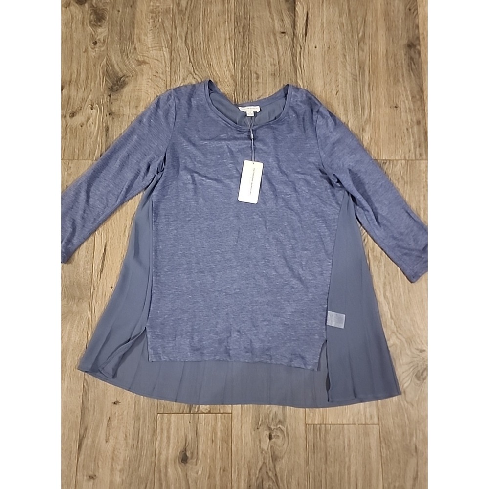 Katherine Barclay Montreal women's knit asymmetrical top Sheer 100% linen size S